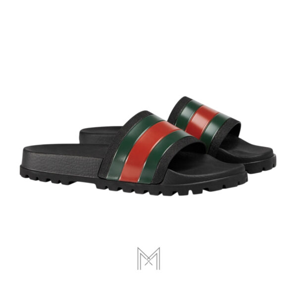 Dép quai ngang Gucci phối màu dải web chính hãng MGD10