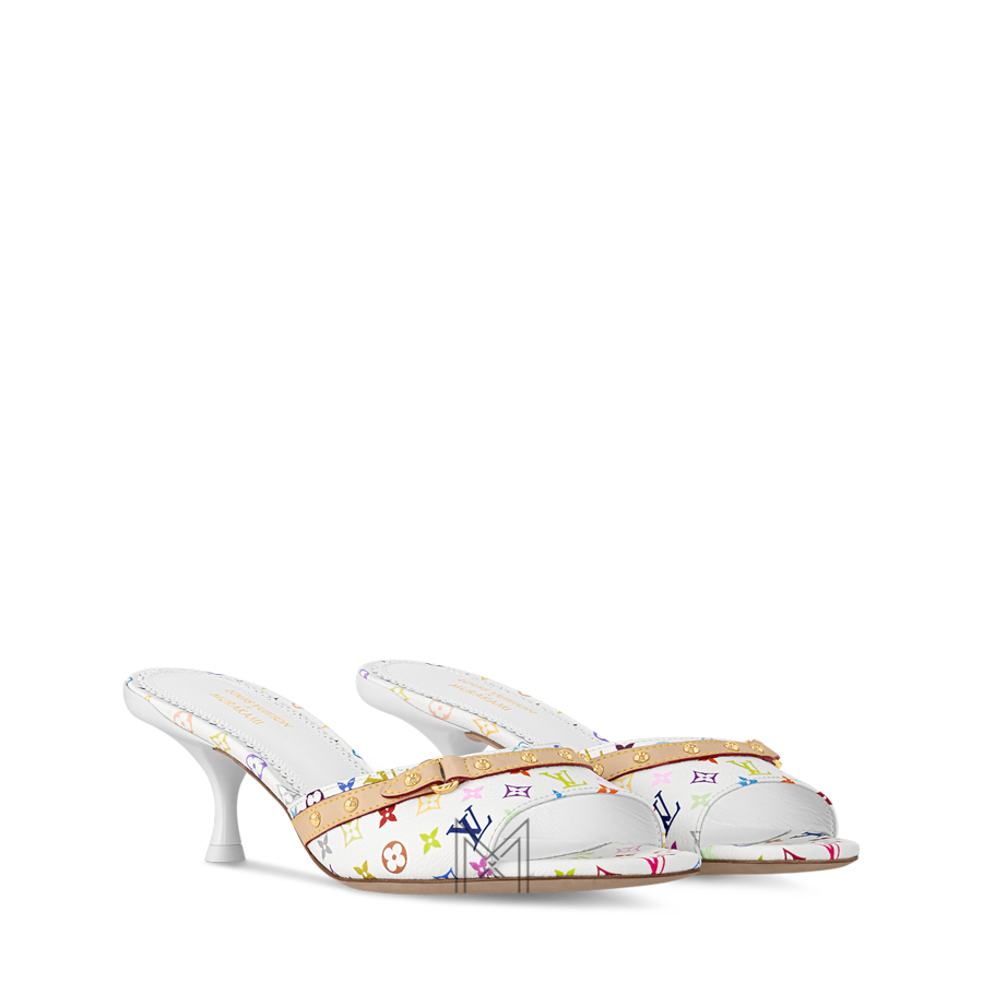 Dép cao gót Louis Vuitton 6AM Mule LV x TM màu trắng hoạ tiết LVD60 2026 Dép cao gót Louis Vuitton 6AM Mule LV x TM màu trắng hoạ tiết LVD60 2026