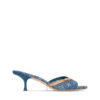Dép cao gót Louis Vuitton 6AM Mule màu xanh denim monogram LVD36 2026