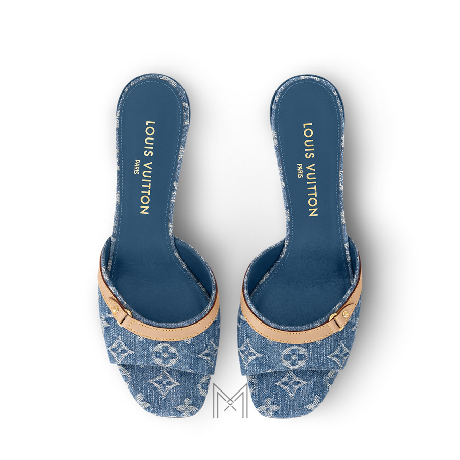 Dép cao gót Louis Vuitton 6AM Mule màu xanh denim monogram LVD36 2026 Dép cao gót Louis Vuitton 6AM Mule màu xanh denim monogram LVD36 2026