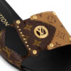 Dép quai ngang Louis Vuitton Frame Flat Mule màu nâu hoạ tiết LVD29 2026