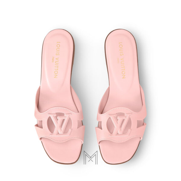Dép nữ quai ngang LV Isola Flat Mule màu hồng authentic LVD9