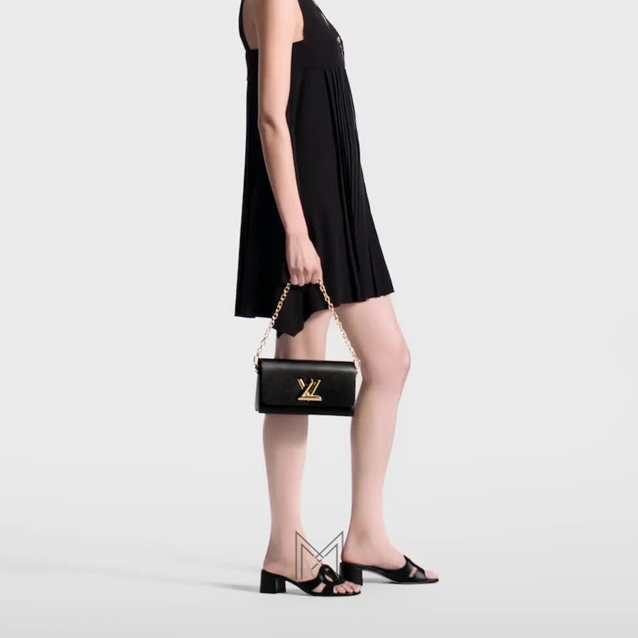 Dép cao gót nữ Louis Vuitton Isola Mule màu đen da bê chính hãng LVD20 2026 Dép cao gót nữ Louis Vuitton Isola Mule màu đen da bê chính hãng LVD20 2026