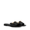 Dép lê nữ LV Flat Mule màu đen hoa monogram kim loại màu vàng LVD54 2026