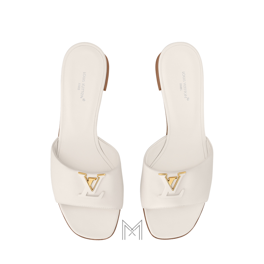 Dép cao gót LV Frame Mule màu trắng da bê chính hãng LVD51 2026 Dép cao gót LV Frame Mule màu trắng da bê chính hãng LVD51 2026