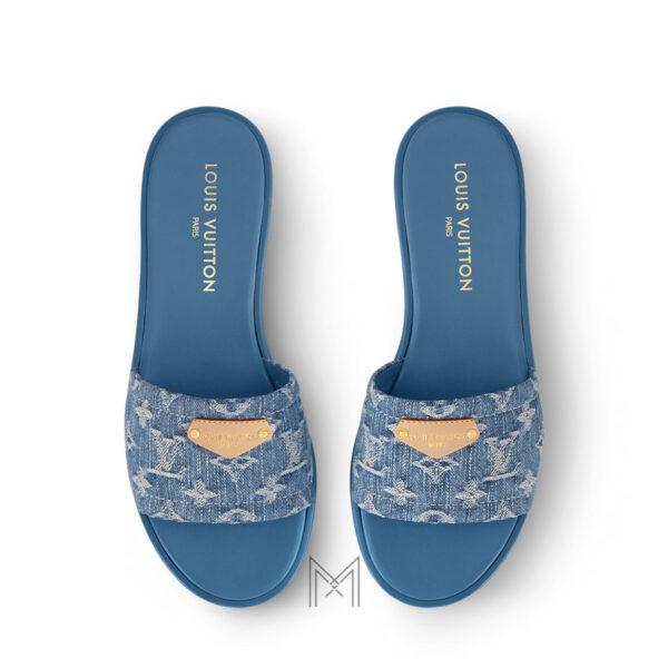 Dép LV Lily mule màu xanh denim monogram nhãn da authentic LVD14