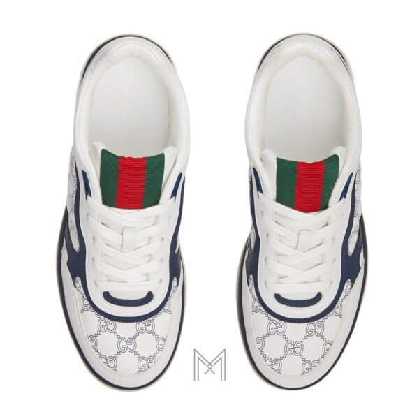 Giày Gucci sneaker màu trắng phối xanh hoạ tiết monogram MHG40