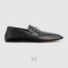 Giày lười Gucci Ragazzo màu đen khoá Horsebit kim loại màu bạc MHG32 2026