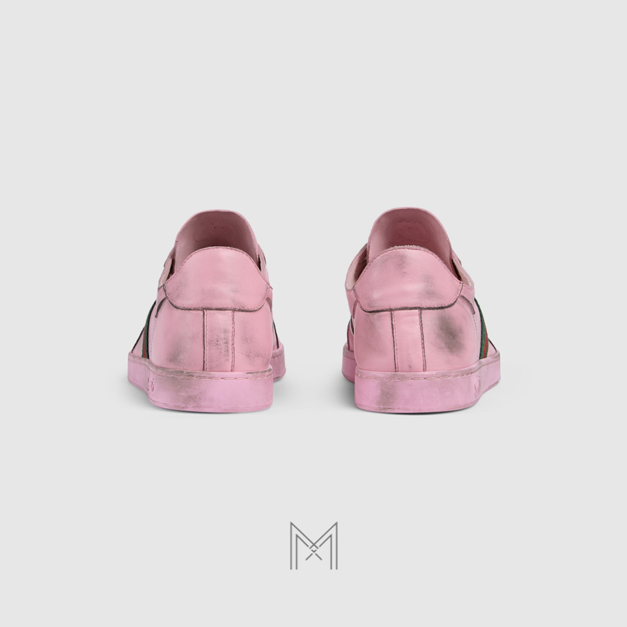 Giày sneaker Gucci màu hồng hiệu ứng worn-out hàng hiệu MHG47 2026 Giày sneaker Gucci màu hồng hiệu ứng worn-out hàng hiệu MHG47 2026