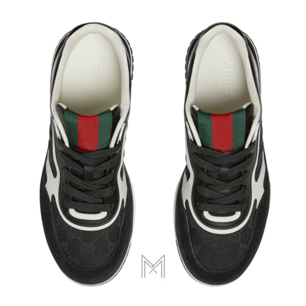 Giày sneaker Gucci màu đen phối trắng & dải web xanh đỏ chính hãng MHG42