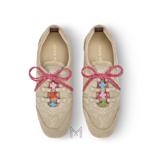 Giày thể thao LV màu be hoạ tiết hoa monogram authentic MLV42