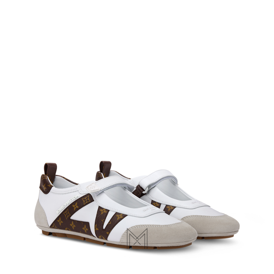 Giày LV Sneakerina Mary Jane màu trắng phối nâu monogram MLV32 2026 Giày LV Sneakerina Mary Jane màu trắng phối nâu monogram MLV32 2026