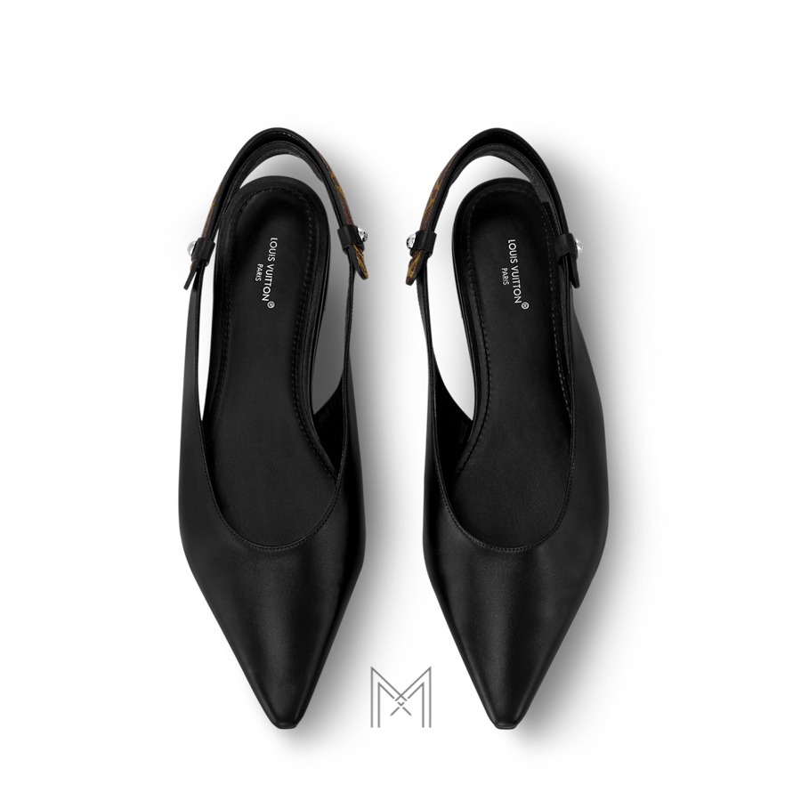 Giày búp bê mũi nhọn Louis Vuitton Legacy Sling Back màu đen MLV39 2026 Giày búp bê mũi nhọn Louis Vuitton Legacy Sling Back màu đen MLV39 2026