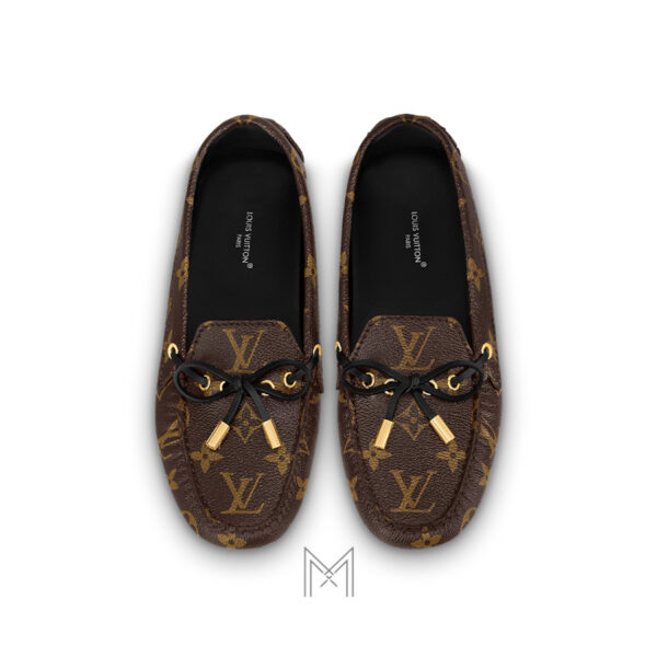 Giày Moca nữ Louis Vuitton Gloria màu nâu da canvas hoạ tiết MLV2