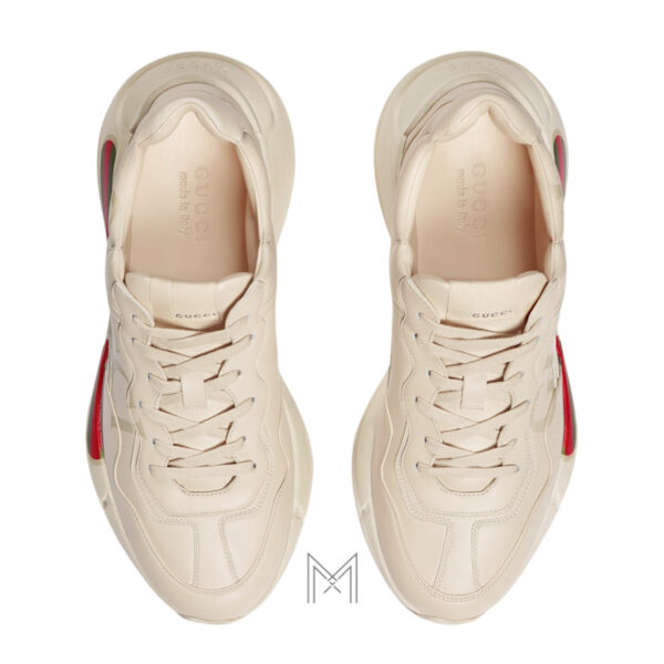 Giày thể thao Gucci Rhyton Trainer chính hãng màu be phối dải web MHG64