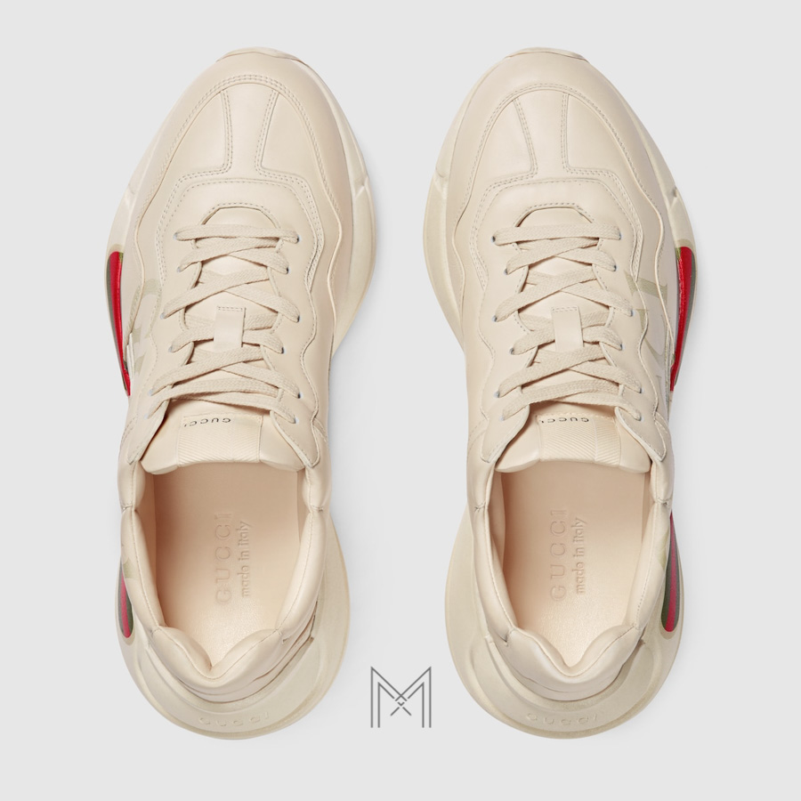 Giày thể thao Gucci Rhyton Trainer chính hãng màu be phối dải web MHG64 2026 Giày thể thao Gucci Rhyton Trainer chính hãng màu be phối dải web MHG64 2026