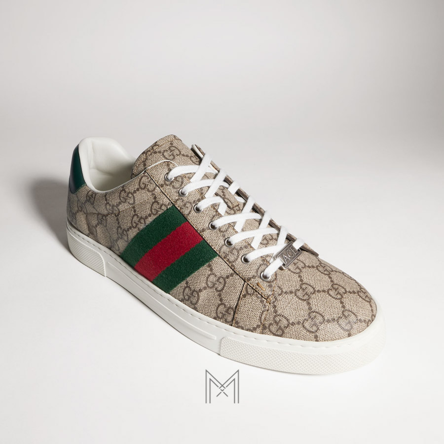 Giày Gucci Ace Trainer chính hãng phối màu hoạ tiết GG Supreme MHG09 2026 Giày Gucci Ace Trainer chính hãng phối màu hoạ tiết GG Supreme MHG09 2026