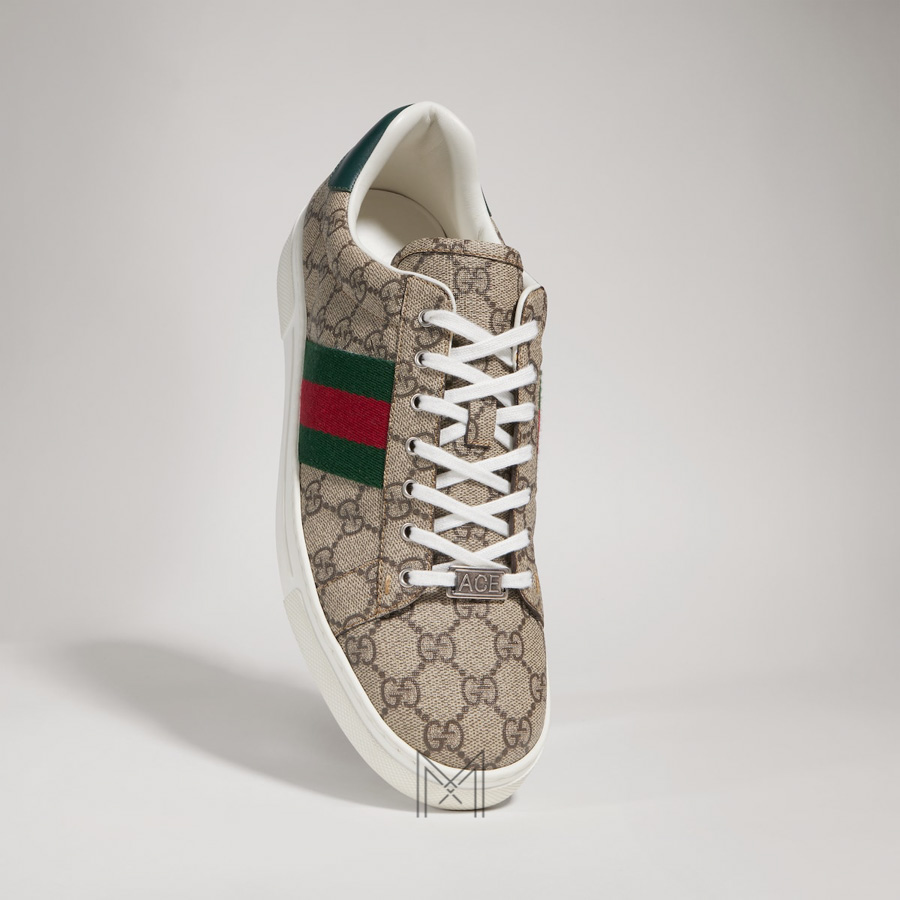 Giày Gucci Ace Trainer chính hãng phối màu hoạ tiết GG Supreme MHG09 2026 Giày Gucci Ace Trainer chính hãng phối màu hoạ tiết GG Supreme MHG09 2026