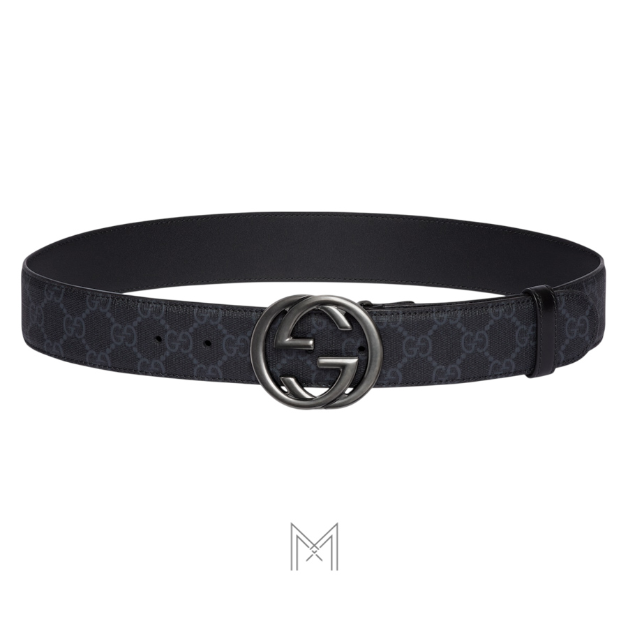 Thắt lưng Gucci màu đen canvas GG Supreme mặt khoá đen authentic GTL09 2026 Thắt lưng Gucci màu đen canvas GG Supreme mặt khoá đen authentic GTL09 2026