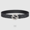Thắt lưng Gucci màu đen monogram khoá tròn GG màu bạc authentic GTL07 2026 Thắt lưng Gucci màu đen monogram khoá tròn GG màu bạc authentic GTL07 2026