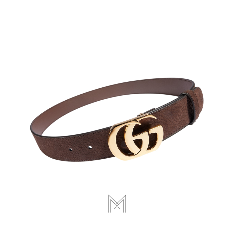Thắt lưng Gucci da nubuck màu nâu khoá GG màu vàng authentic GTL36 2026 Thắt lưng Gucci da nubuck màu nâu khoá GG màu vàng authentic GTL36 2026