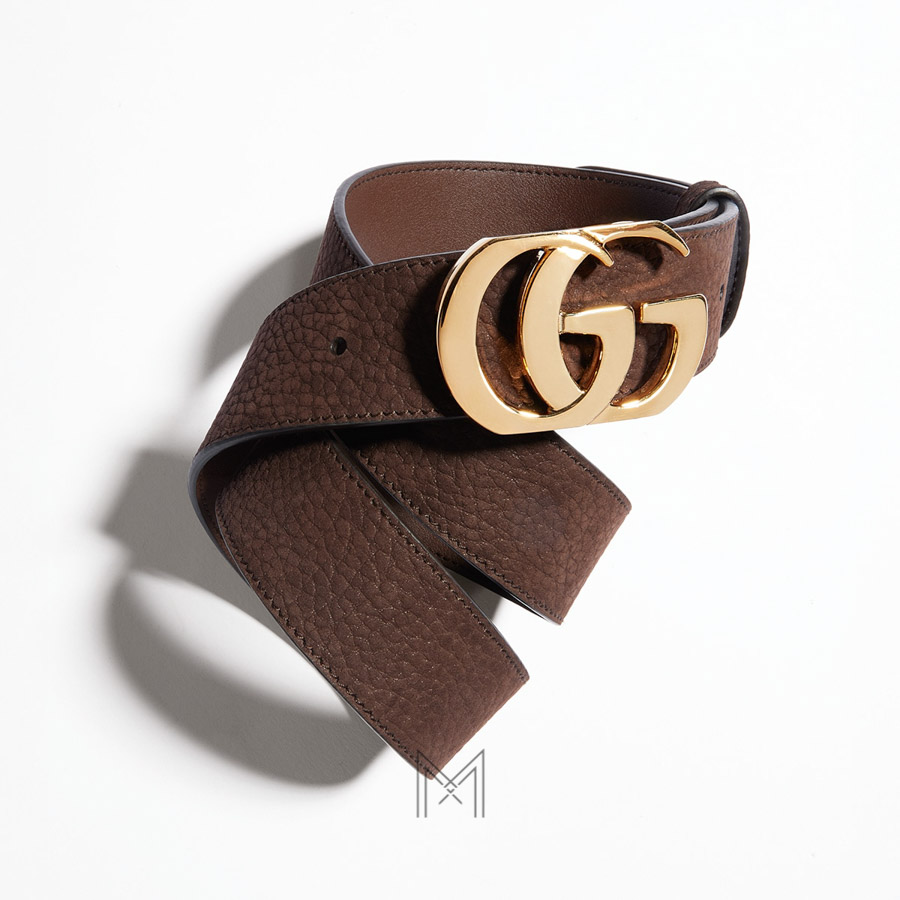 Thắt lưng Gucci da nubuck màu nâu khoá GG màu vàng authentic GTL36 2026 Thắt lưng Gucci da nubuck màu nâu khoá GG màu vàng authentic GTL36 2026