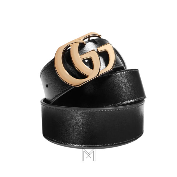 Thắt lưng Gucci dây da màu đen mặt khoá Double G kim loại màu vàng GTL32