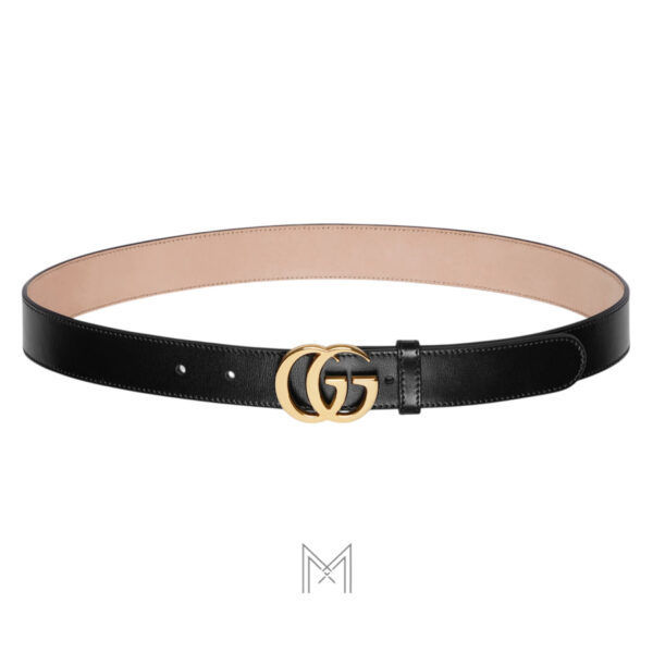 Thắt lưng Gucci màu đen da mềm khoá GG kim loại màu vàng GTL31