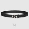 Thắt lưng Gucci màu đen canvas monogram mặt khoá GG bạc GTL100 2026 Thắt lưng Gucci màu đen canvas monogram mặt khoá GG bạc GTL100 2026