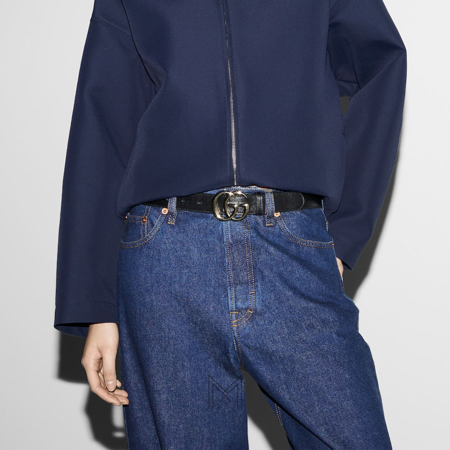 Thắt lưng Gucci dây da màu đen mặt khoá GG kim loại màu vàng GTL77 2026 Thắt lưng Gucci dây da màu đen mặt khoá GG kim loại màu vàng GTL77 2026