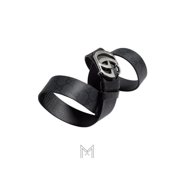Thắt lưng hai mặt Gucci chính hãng màu đen da & canvas monogram GTL49