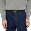 Thắt lưng Gucci hai mặt màu đen canvas monogram & da sần khoá bạc GTL28 2026