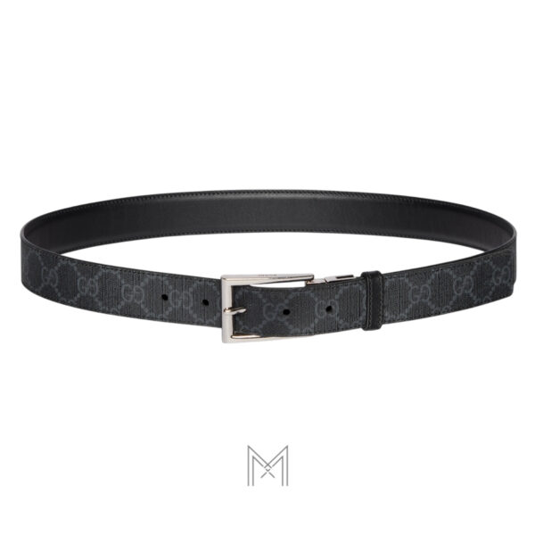Thắt lưng Gucci hai mặt màu đen hoạ tiết phối da trơn khoá xỏ kim authentic GTL15
