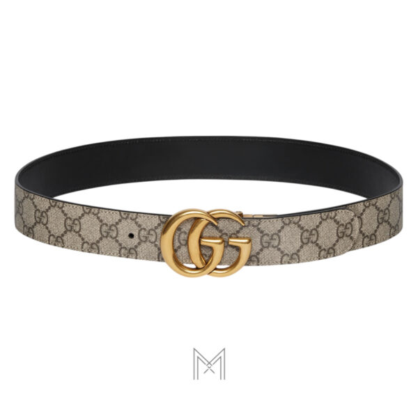 Thắt lưng nữ Gucci bản to hai mặt khoá kim loại GG màu vàng GTL85