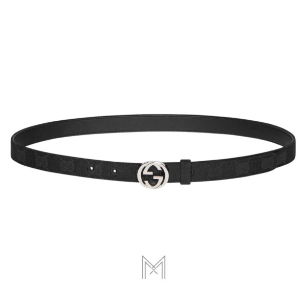 Thắt lưng Gucci màu đen canvas hoạ tiết monogram chính hãng GTL68