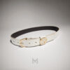 Thắt lưng Gucci dây da trắng mặt khoá tròn GG màu vàng kim loại GTL78 2026 Thắt lưng Gucci dây da trắng mặt khoá tròn GG màu vàng kim loại GTL78 2026