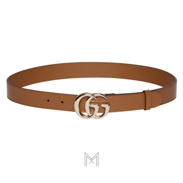 Thắt lưng Gucci chính hãng dây da màu nâu mặt khoá màu vàng GTL70