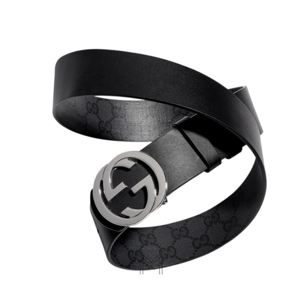 Thắt lưng hai mặt Gucci màu đen hoạ tiết monogram & đen trơn authentic GTL47