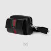 Túi da Gucci đeo chéo màu đen phối vải canvas sọc chính hãng TGG19 2026