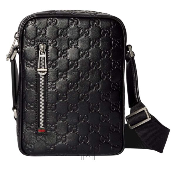 Túi đeo chéo Gucci da màu đen hoạ tiết dập nổi authentic TGG49