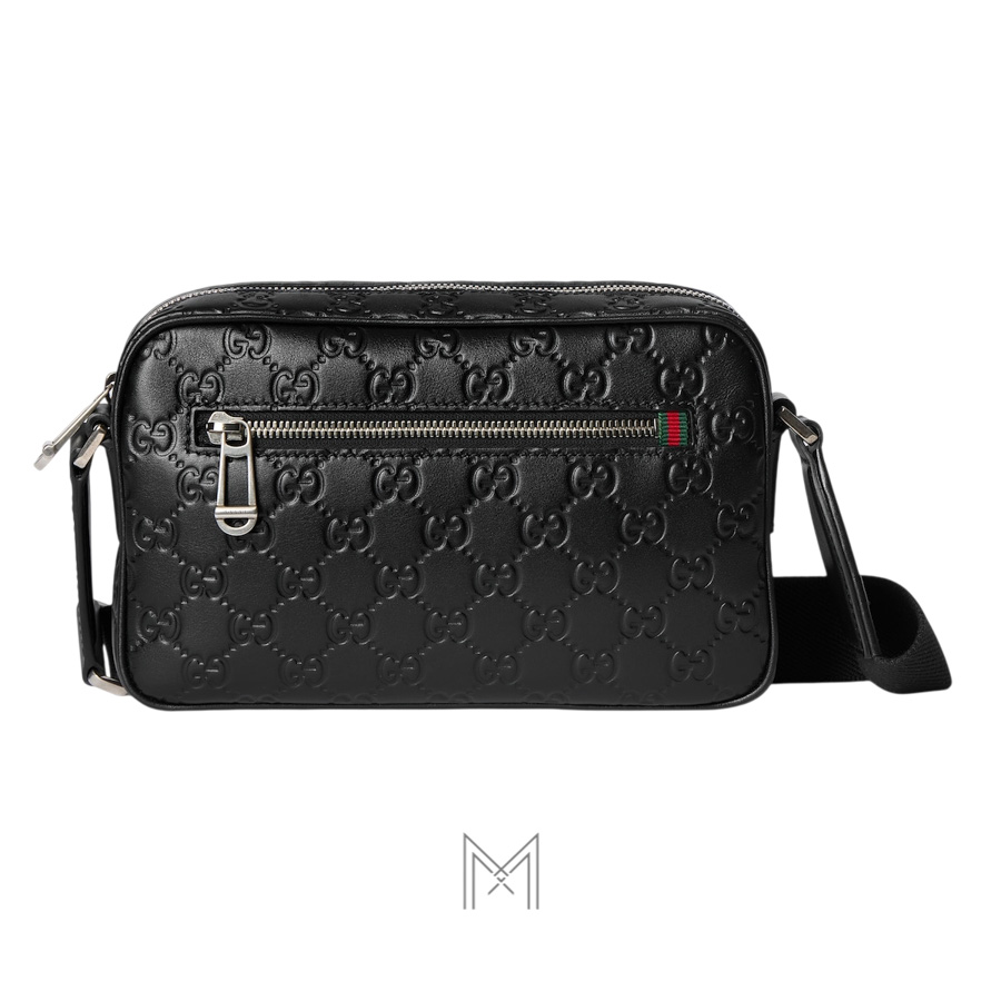 Túi đeo chéo Gucci da màu đen dập nổi GG Supreme authentic TGG46 2026 Túi đeo chéo Gucci da màu đen dập nổi GG Supreme authentic TGG46 2026