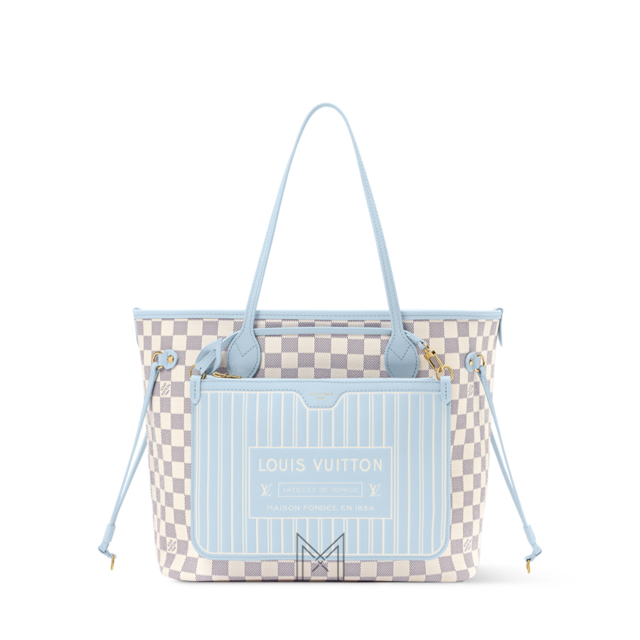 Túi Xách LV Neverfull Inside Out MM Xanh Phối Họa Tiết Damier Azur Chính Hãng MM195 2026 Túi Xách LV Neverfull Inside Out MM Xanh Phối Họa Tiết Damier Azur Chính Hãng MM195 2026
