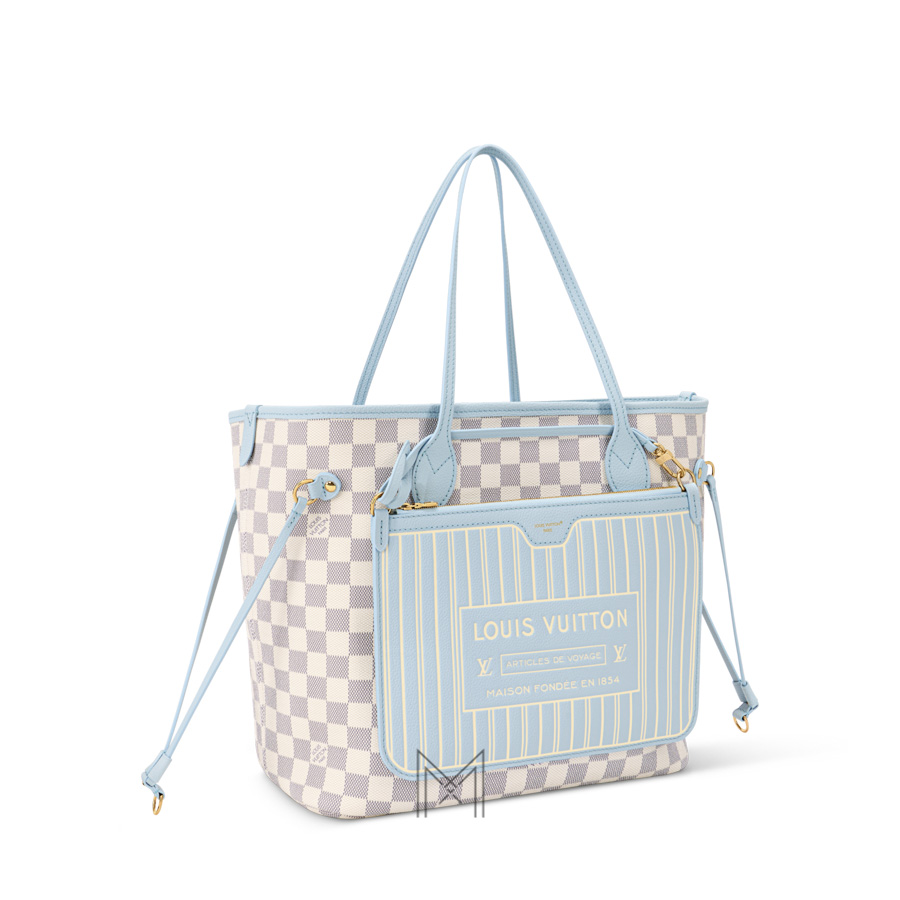 Túi Xách LV Neverfull Inside Out MM Xanh Phối Họa Tiết Damier Azur Chính Hãng MM195 2026 Túi Xách LV Neverfull Inside Out MM Xanh Phối Họa Tiết Damier Azur Chính Hãng MM195 2026