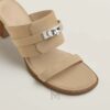 Dép cao gót Hermes Ninon 50 chính hãng màu be da lộn MHHH049 2026