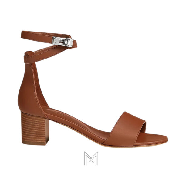 Sandal cao gót Hermes Nuba 50 chính hãng màu nâu MHHH056