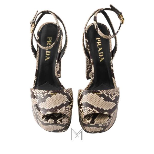 Sandal cao gót Prada Python-print Ayers leather hoạ tiết chính hãng MHHP047