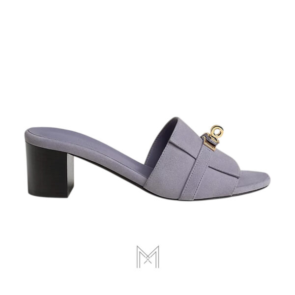 Cao gót Hermes Gigi 50 chính hãng da lộn màu tím pastel MHHH041