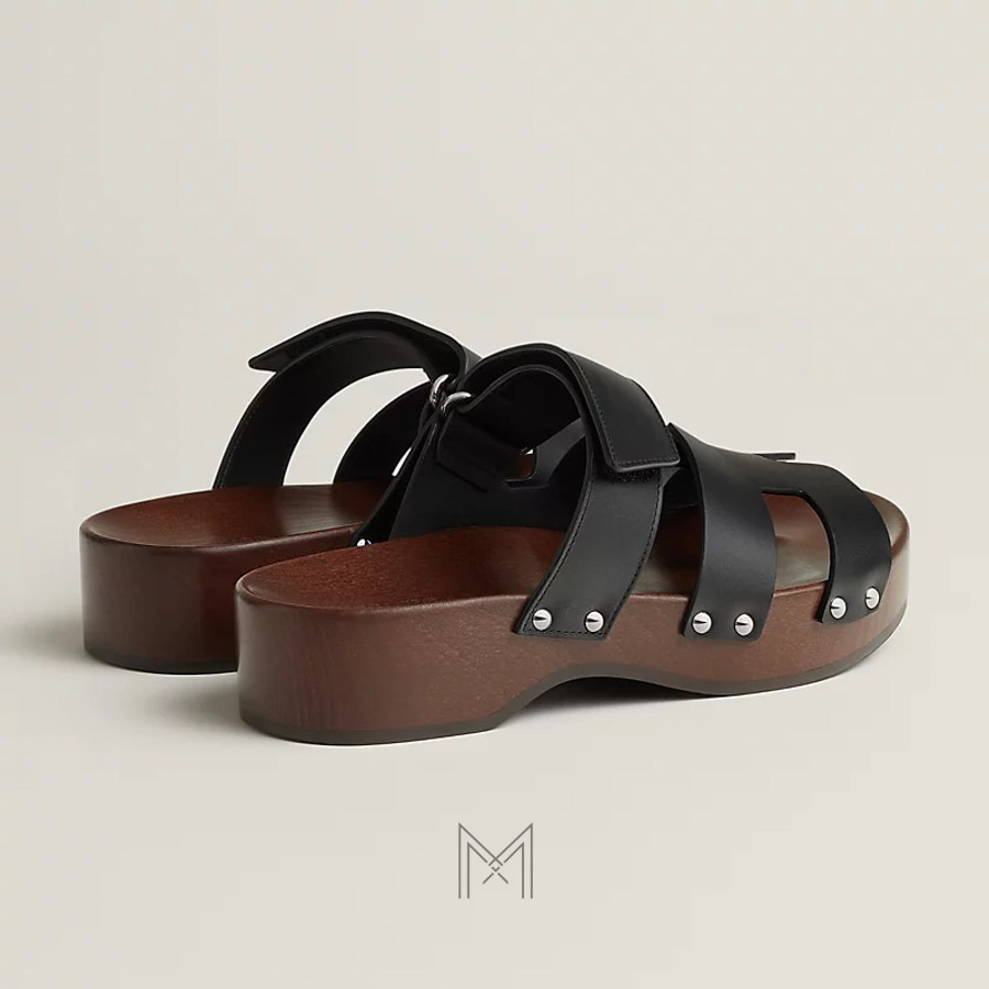 Dép Hermes Kos clog đế gỗ chính hãng màu đen MHHH011 2026 Dép Hermes Kos clog đế gỗ chính hãng màu đen MHHH011 2026