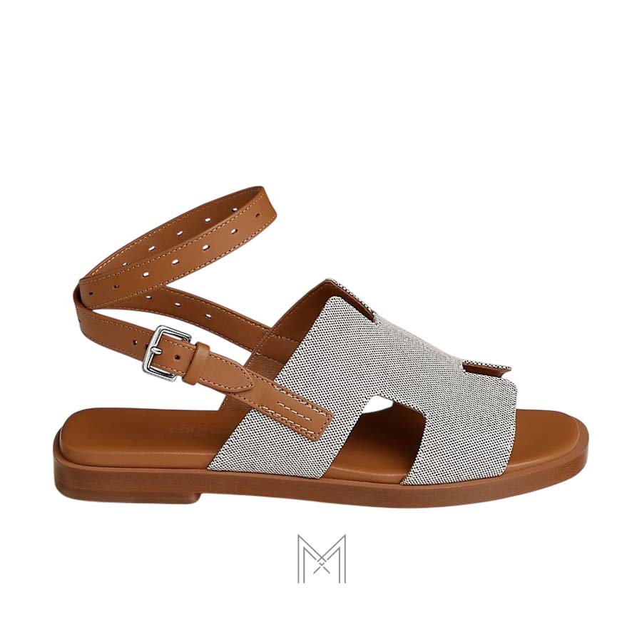 Sandal Hermes Maya chính hãng màu nâu bò phối xám MHHH028 2026 Sandal Hermes Maya chính hãng màu nâu bò phối xám MHHH028 2026