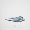 Dép quai ngang Prada Ostrich leather màu xanh pastel chính hãng MHHP013 2026